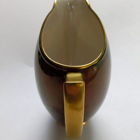 Carlton Ware  Art Deco Rouge Royale 14 Oz Pitcher England 1930s Red with Gold - Picture 13 of 16